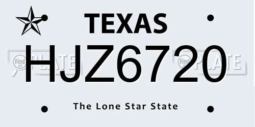 HJZ6720 Texas License Plate