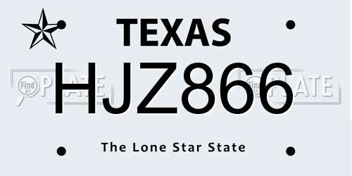 HJZ866 Texas License Plate