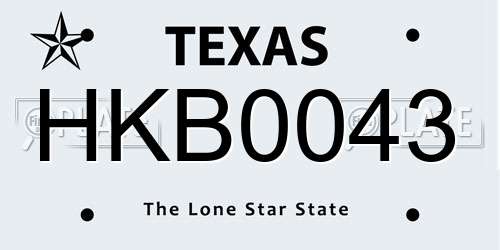 HKB0043 Texas License Plate