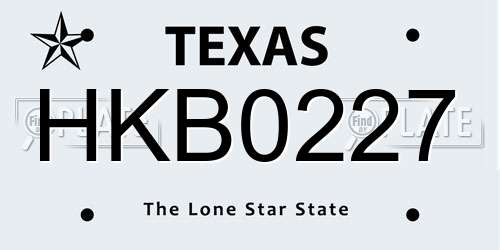 HKB0227 Texas License Plate