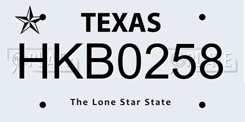 HKB0258 Texas License Plate