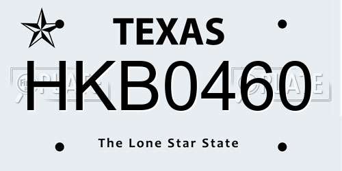 HKB0460 Texas License Plate