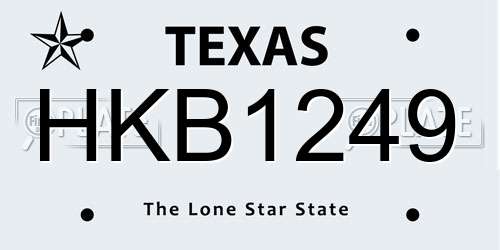 HKB1249 Texas License Plate
