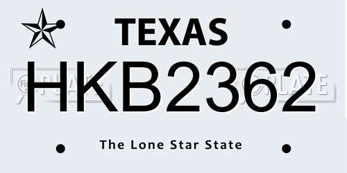 HKB2362 Texas License Plate