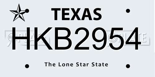 HKB2954 Texas License Plate