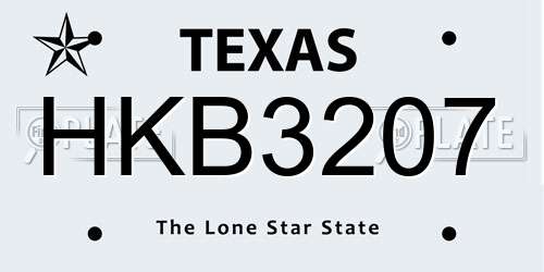 HKB3207 Texas License Plate