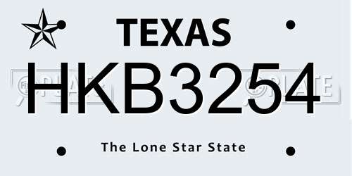 HKB3254 Texas License Plate