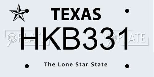 HKB331 Texas License Plate