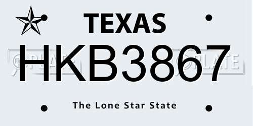 HKB3867 Texas License Plate