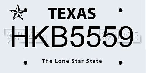 HKB5559 Texas License Plate