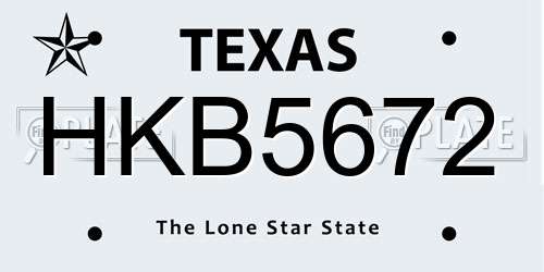 HKB5672 Texas License Plate