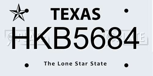 HKB5684 Texas License Plate