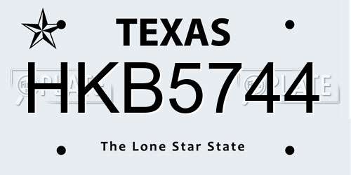 HKB5744 Texas License Plate