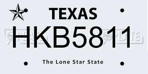 HKB5811 Texas License Plate