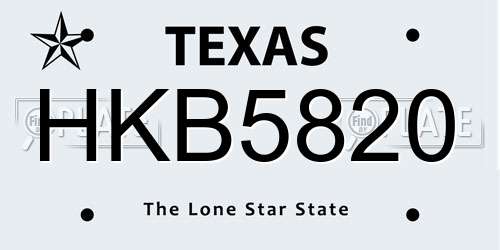 HKB5820 Texas License Plate