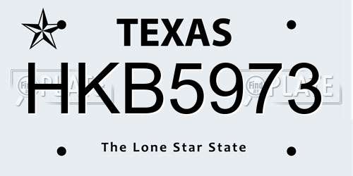 HKB5973 Texas License Plate