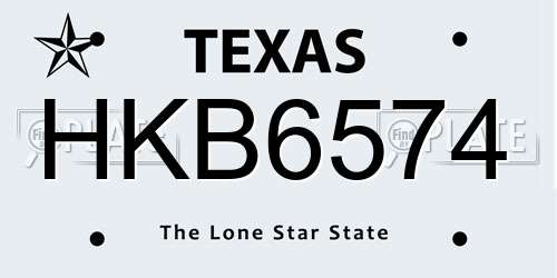 HKB6574 Texas License Plate
