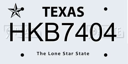HKB7404 Texas License Plate