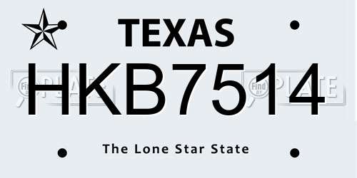 HKB7514 Texas License Plate