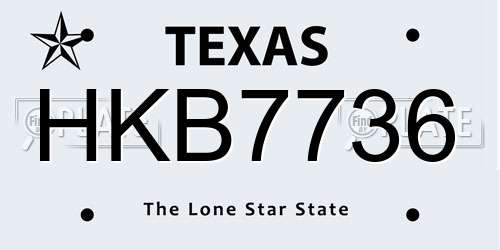HKB7736 Texas License Plate
