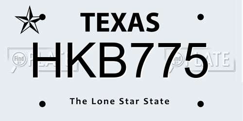 HKB775 Texas License Plate