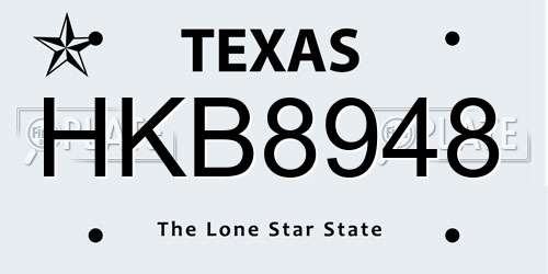 HKB8948 Texas License Plate