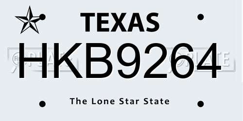 HKB9264 Texas License Plate