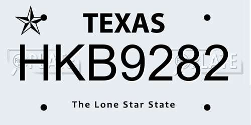 HKB9282 Texas License Plate