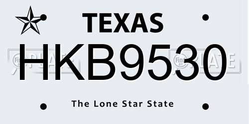 HKB9530 Texas License Plate