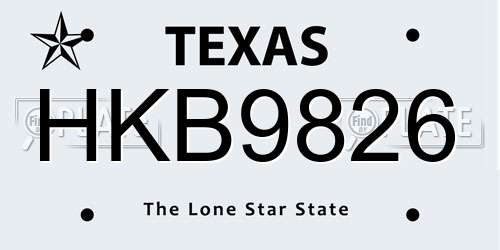 HKB9826 Texas License Plate
