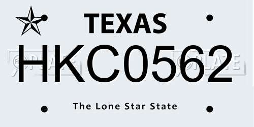 HKC0562 Texas License Plate