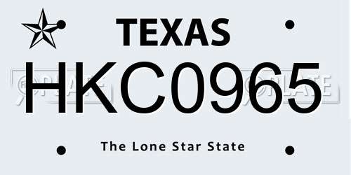 HKC0965 Texas License Plate