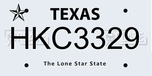 HKC3329 Texas License Plate