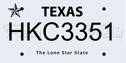 HKC3351 Texas License Plate