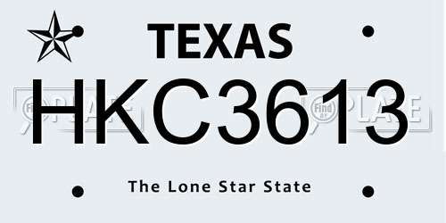HKC3613 Texas License Plate