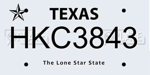 HKC3843 Texas License Plate