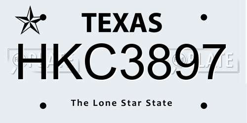 HKC3897 Texas License Plate
