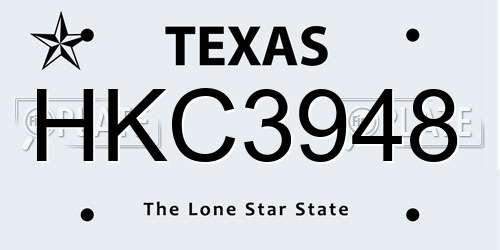HKC3948 Texas License Plate