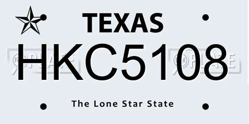 HKC5108 Texas License Plate
