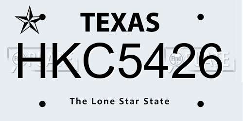 HKC5426 Texas License Plate