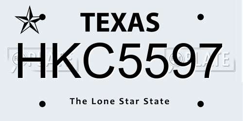 HKC5597 Texas License Plate
