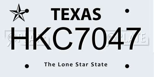 HKC7047 Texas License Plate