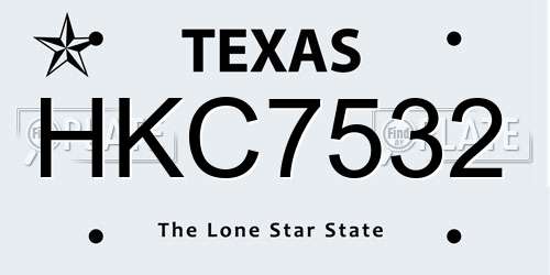 HKC7532 Texas License Plate