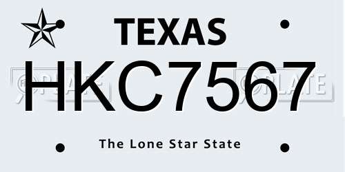 HKC7567 Texas License Plate
