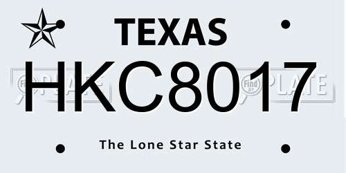 HKC8017 Texas License Plate