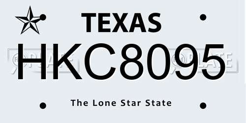 HKC8095 Texas License Plate