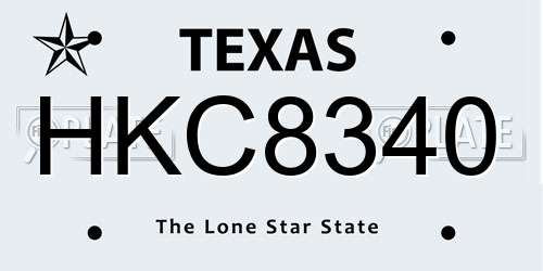 HKC8340 Texas License Plate
