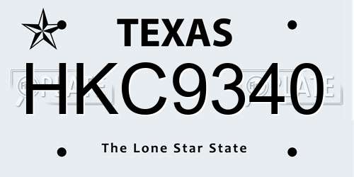 HKC9340 Texas License Plate