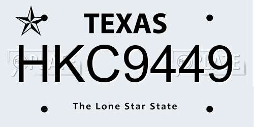HKC9449 Texas License Plate