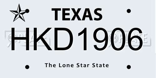 HKD1906 Texas License Plate